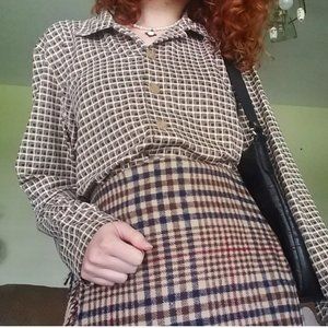 Vintage 90s Tan Patterned Button Down